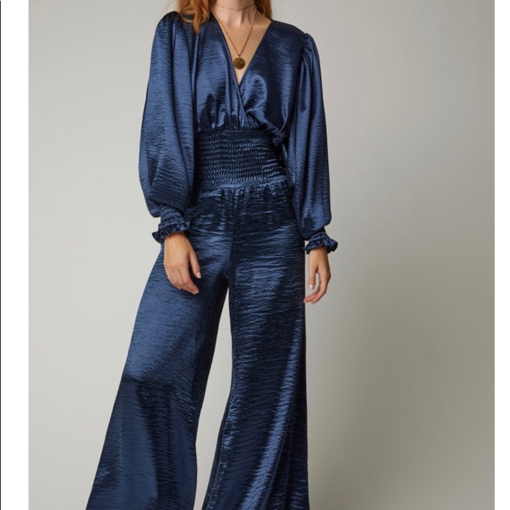 CAROLINE CONSTAS
Smocked satin wide-leg jump